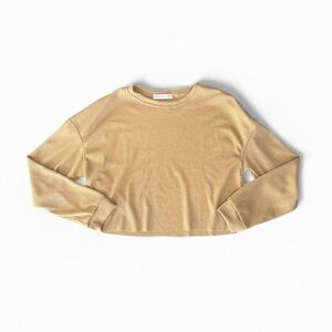 The Set Shop Women’s Beige Long Sleeve Crop Top